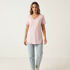 Nordstrom Intimates Pink Lace Trim Scoop Tee P